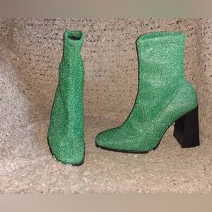 Green Glitter Stretch Boots